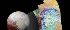 This map of the left side of Pluto’s heart-shaped feature uses colors to represent Pluto’s varied terrains, which helps scientists understand the complex geological processes at work.