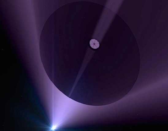 Artist's rendition of a laser-propelled interstellar mission. 