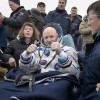 Expedition 46 Commander Scott Kelly of NASA rests in a chair outside of the Soyuz TMA-18M spacecraft just minutes after he and cosmonauts Mikhail Kornienko and Sergey Volkov of the Russian space agency Roscosmos landed in a remote area near the town of Zh
