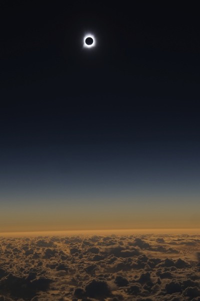 The total solar eclipse last Tuesday over a flight from Alaska to Hawaii.