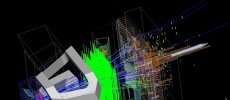 Computer simulation of rare decay of Bs meson to J/psi and phi mesons in LHCb detector at CERN.