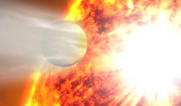 An artist's rendering shows the planet HD 20782, the most eccentric planet ever known, passing its star in close orbit.