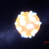 Artist visualization of supernova star explosion emitting powerful shockwave.