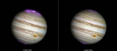 Solar storms are triggering X-ray auroras on Jupiter that are about eight times brighter than normal over a large area of the planet and hundreds of times more energetic than Earth’s ‘northern lights,’ according to a new study using data from NASA’s Chand
