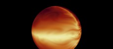 The turbulent atmosphere of a hot, gaseous planet known as HD 80606b is shown in this simulation based on data from NASA's Spitzer Space Telescope.