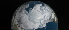 Arctic sea ice is at a record low wintertime maximum extent for the second straight year.  (NASA Goddard's Scientific Visualization Studio/C. Starr)