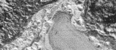 Captured by the New Horizons’ Long Range Reconnaissance Imager (LORRI) as the spacecraft flew past Pluto on July 14, 2015, the image shows details as small as about 430 feet (130 meters). At its widest point the possible lake appears to be about 20 miles 