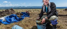 Sarah Parcak at a second potential Viking settlement in Point Rosee, Newfoundland, Canada.