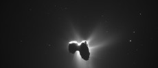 Enhanced NAVCAM image of Comet 67P/C-G taken on 27 March 2016, 329 km from the comet nucleus. 