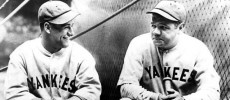 Lou Gehrig L) and Babe Ruth (R)