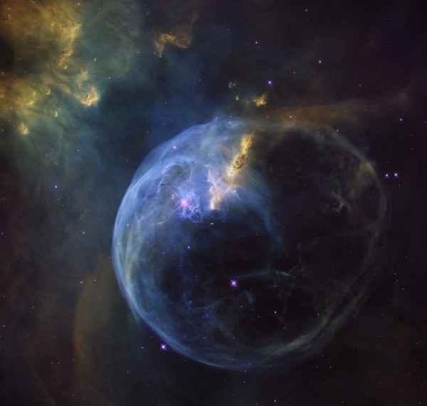 The Bubble Nebula, also known as NGC 7635, is an emission nebula located 8 000 light-years away. This stunning new image was observed by the NASA/ESA Hubble Space Telescope to celebrate its 26th year in space.