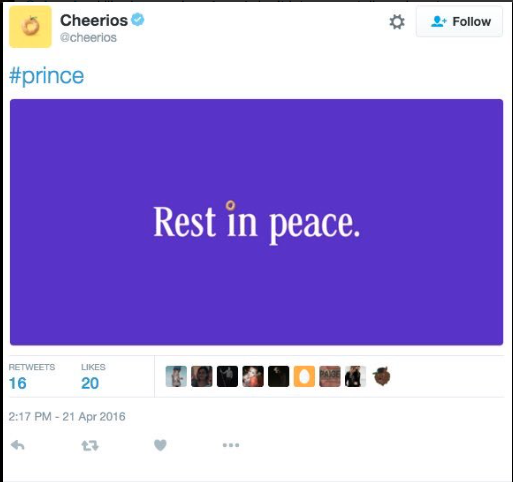 Cheerios' Prince Tribute