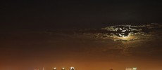 San Diego Skyline with Moon in Clouds