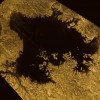 Ligeia Mare, shown here in a false-colour image from the international Cassini mission, is the second largest known body of liquid on Saturn's moon Titan.