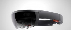 An undated handout photo of Microsoft's HoloLens, a holographic lens device that allows users to see three-dimensional renderings of computer-generated images.
