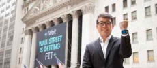 Fitbit CEO and Co-Founder James Park outside of the NYSE on Fitbit's IPO day.