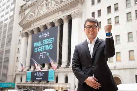 Fitbit CEO and Co-Founder James Park outside of the NYSE on Fitbit's IPO day.