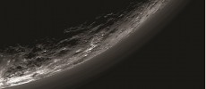 This image of haze layers above Pluto’s limb was taken by the Ralph/Multispectral Visible Imaging Camera (MVIC) on NASA’s New Horizons spacecraft. About 20 haze layers are seen; the layers have been found to typically extend horizontally over hundreds of 