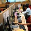  A tutor works at TutorVista headquarters in the early morning of April 13, 2008 in Bangalore, India