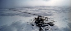 Desolate Alaska landscape around Prudoe Bay Oil Field