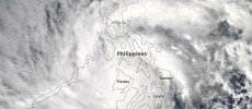 The Moderate Resolution Imaging Spectroradiometer (MODIS) on NASA’s Aqua satellite acquired this natural color image of Super Typhoon Haiyan over the Philippines. The image was acquired at 2:10 p.m. local time (5:10 UTC) on November 8, 2013, when winds we