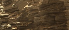 This closeup view from NASA's Curiosity rover shows finely layered rocks, deposited by wind long ago as migrating sand dunes