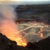 A closer look at Kīlauea's summit lava lake on Wednesday evening, around 6:30 p.m., when the lake was just 8 meters (26 feet) below the floor of Halemaʻumaʻu Crater. 