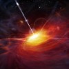 An artist’s rendering of a very distant quasar