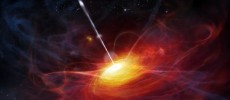 An artist’s rendering of a very distant quasar