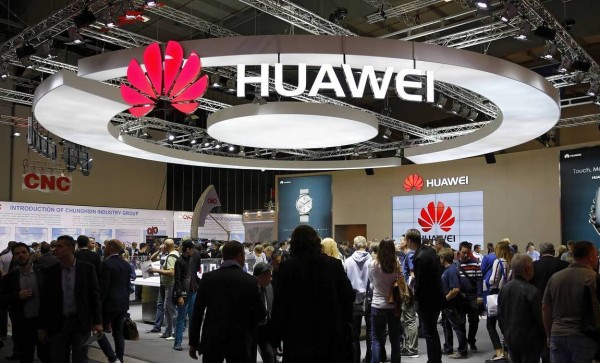 Huawei display at an electronics expo in Berlin