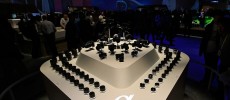 Sony's Alpha cameras and lenses are displayed a the Sony booth at CES 2016 at the Las Vegas Convention Center in Las Vegas, Nevada. 