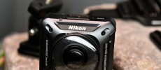 The Nikon KeyMission 360 action camera is displayed at the Nikon booth at CES 2016 at the Las Vegas Convention Center in Las Vegas, Nevada. 