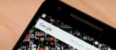 The Google logo is displayed on the new Nexus 5X phone during a Google media event in San Francisco, California. 