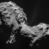 Four-image NAVCAM mosaic of Comet 67P/Churyumov-Gerasimenko, using images taken on 19 September 2014 when Rosetta was 28.6 km from the comet.