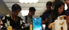 The new iPhone 7 is displayed on a table at an Apple store in Manhattan in New York City. 