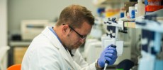  Research technicians prepare DNA samples to be sequenced in the production lab of the New York Genome Center in New York City.