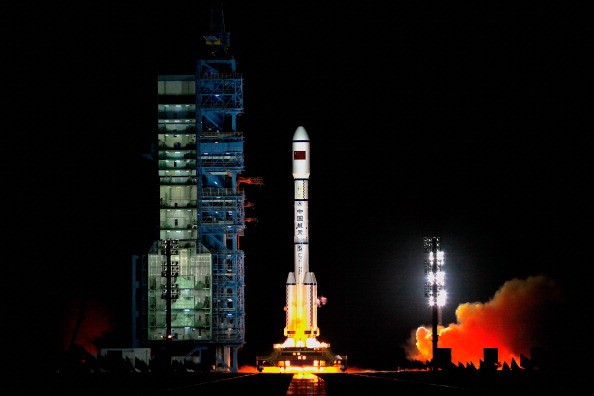 The Long March 2F rocket carrying China's first space laboratory module Tiangong-1 lifts off from the Jiuquan Satellite Launch Center in Jiuquan, Gansu province of China. 