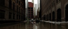  Water floods a street in lower Manhattan, New York