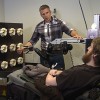 Researcher Dr. Robert Gaunt prepares Nathan Copeland for sensory testing, where Nathan feels his fingers through the mind-controlled robotic arm.