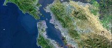 A satellite map of the San Francisco Bay area.