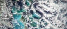 Satellite imagery reveals hexagonal-shaped clouds over the Bermuda Triangle.