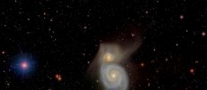 M51 (also known as the Whirlpool galaxy, or NGC 5194,5195) in the constellation Canes Venatici. 