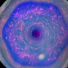 This colorful view from NASA's Cassini mission is the highest-resolution view of the unique six-sided jet stream at Saturn's north pole known as 