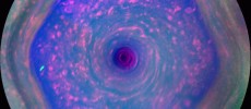 This colorful view from NASA's Cassini mission is the highest-resolution view of the unique six-sided jet stream at Saturn's north pole known as 
