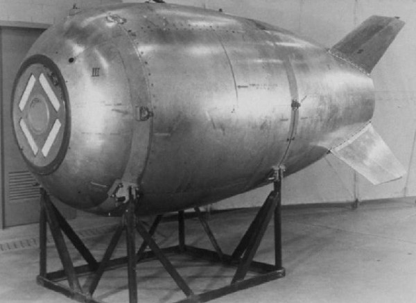 A Mark IV "Fat Man" bomb, an improved postwar mass-production version of the plutonium bomb design used during World War II. (WikiMedia Commons)