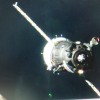 A camera on the space station observes the Soyuz MS-03 spacecraft moments before docking to the Rassvet module. (NASA)